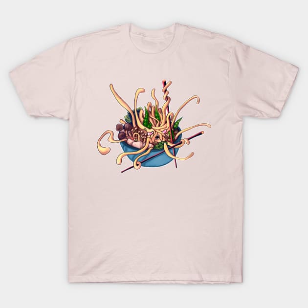 Uuudon Noodle Monster T-Shirt by KikoeART